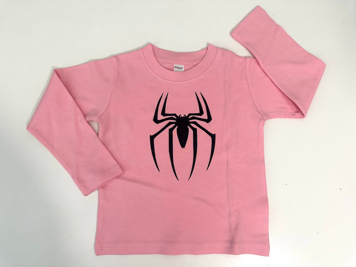 Spider Light Pink Long Sleeve Shirt Size 2 years | Ready to Ship by Daily Threads and Decor