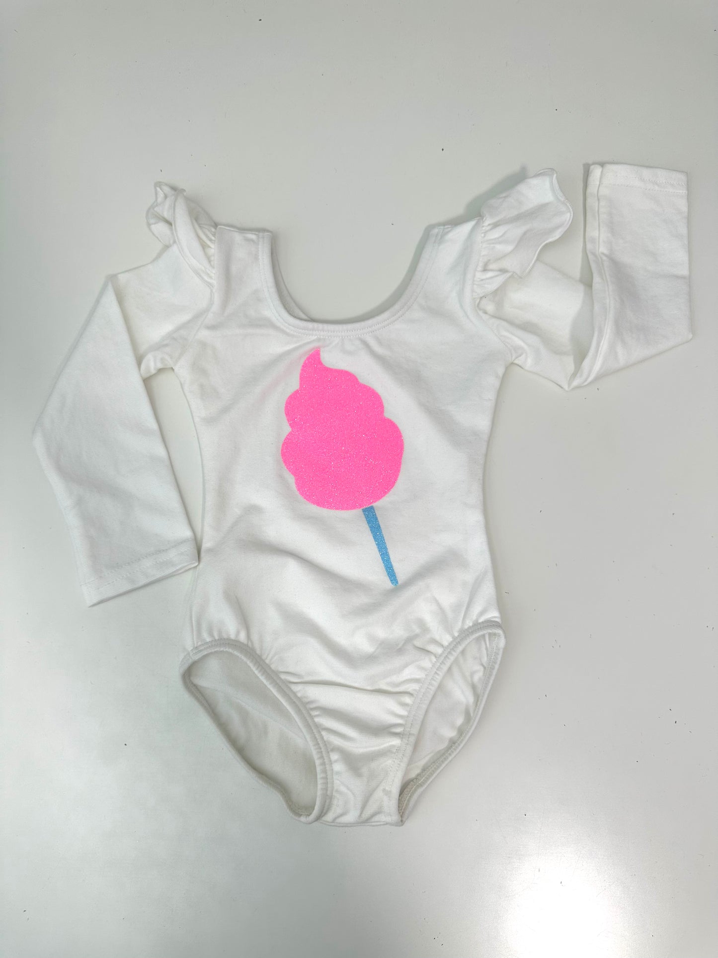 Cotton Candy Days White Flutter Long Sleeve Girls Leotard Size 12-24 months | Ready to Ship by Daily Threads and Decor