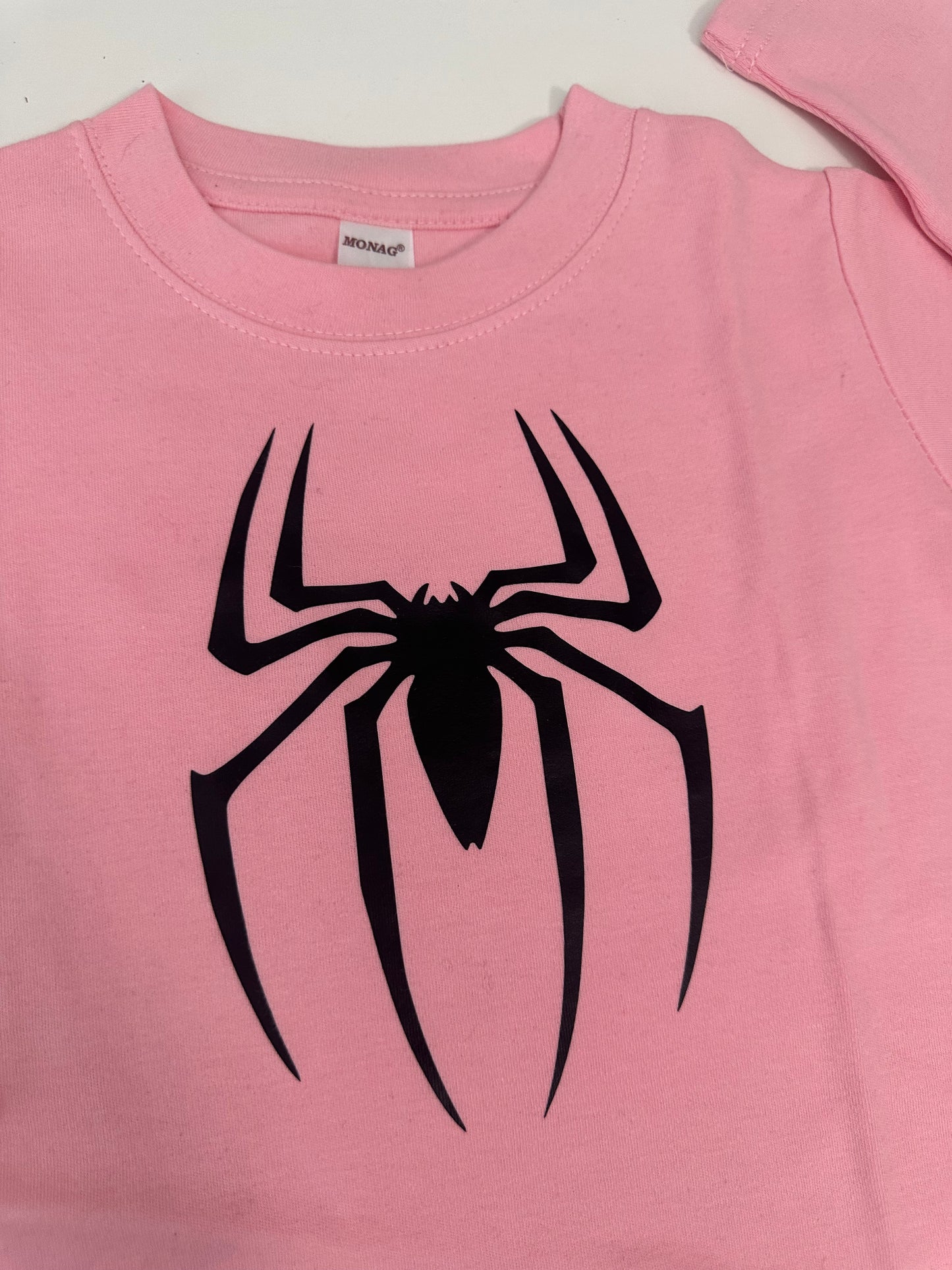 Spider Light Pink Long Sleeve Shirt Size 2 years | Ready to Ship by Daily Threads and Decor