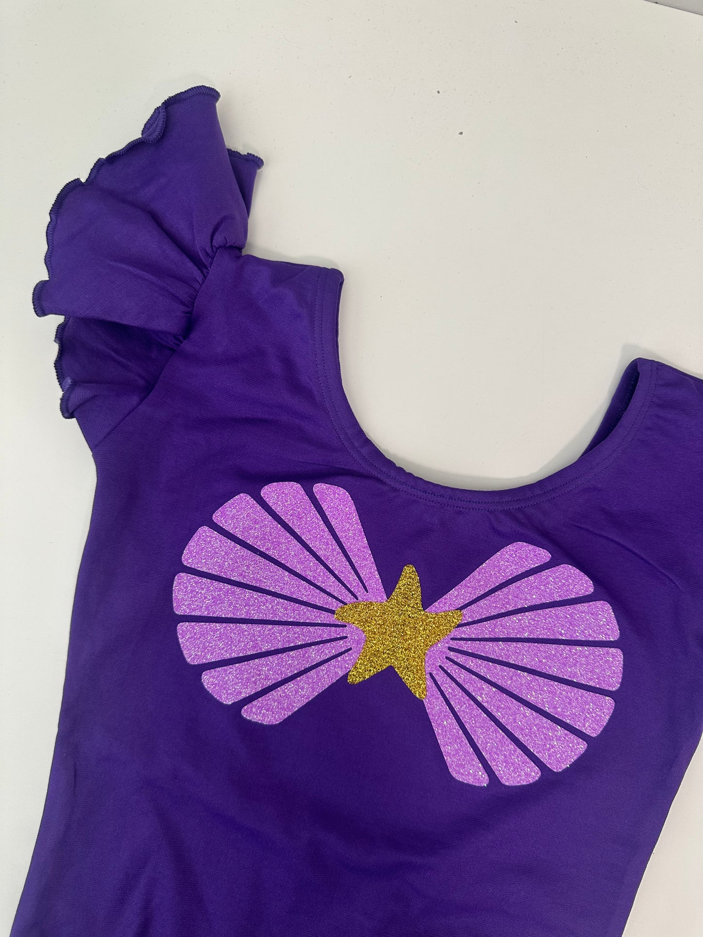 Under the Sea Purple Flutter Short Sleeve Girls Leotard Size 8 years | Ready to Ship by Daily Threads and Decor