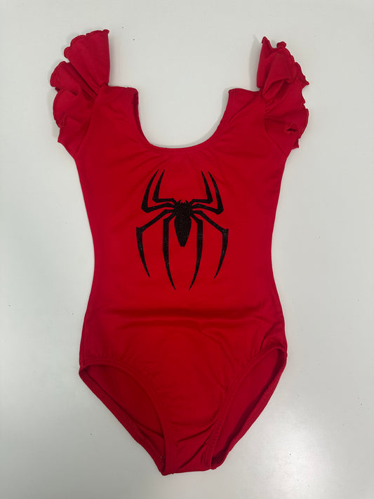 Spider Red Flutter Short Sleeve Girls Leotard Size 6-7 | Ready to Ship by Daily Threads and Decor