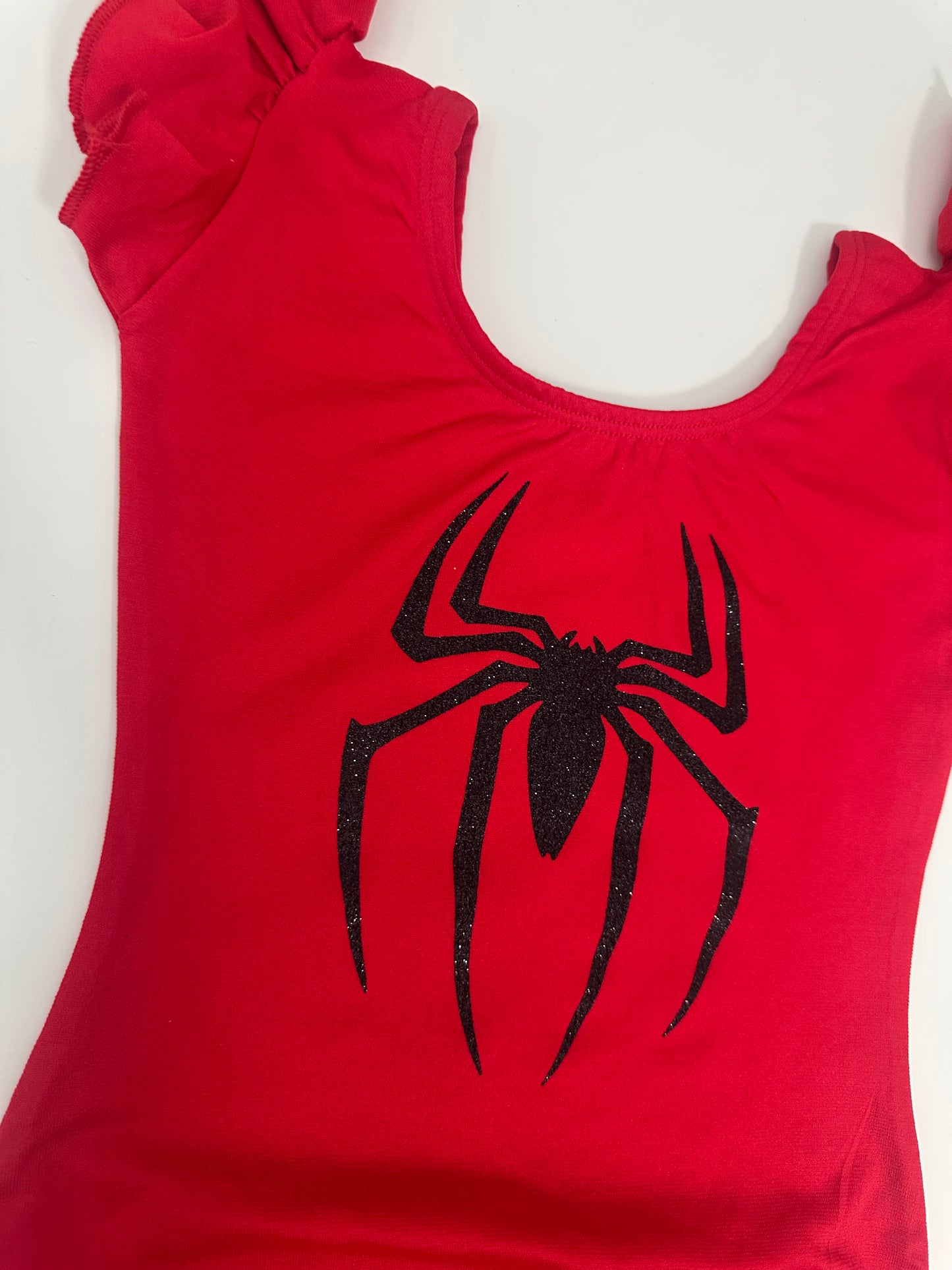 Spider Red Flutter Short Sleeve Girls Leotard Size 6-7 | Ready to Ship by Daily Threads and Decor