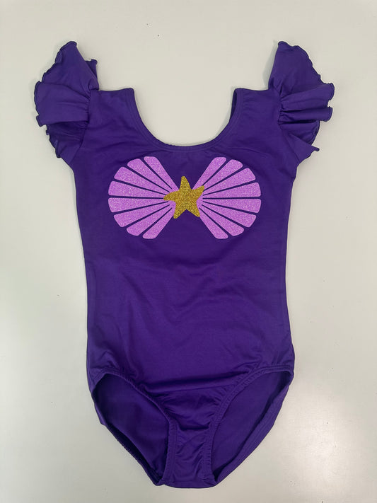 Under the Sea Purple Flutter Short Sleeve Girls Leotard Size 8 years | Ready to Ship by Daily Threads and Decor